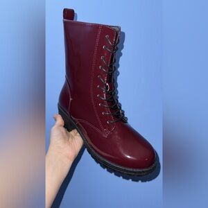 Women's Burgundy Lace-Up Boots
